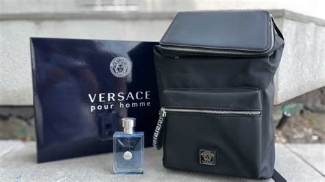 macy's Versace perfume with backpack